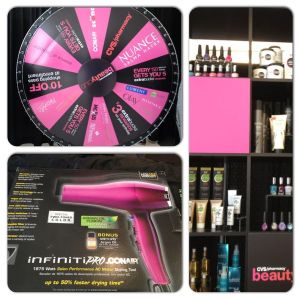 I spun the wheel and won a Conair blow dryer!